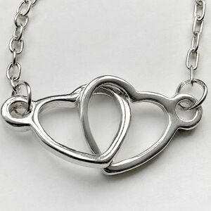 Hugging Hearts Silver Tone Necklace